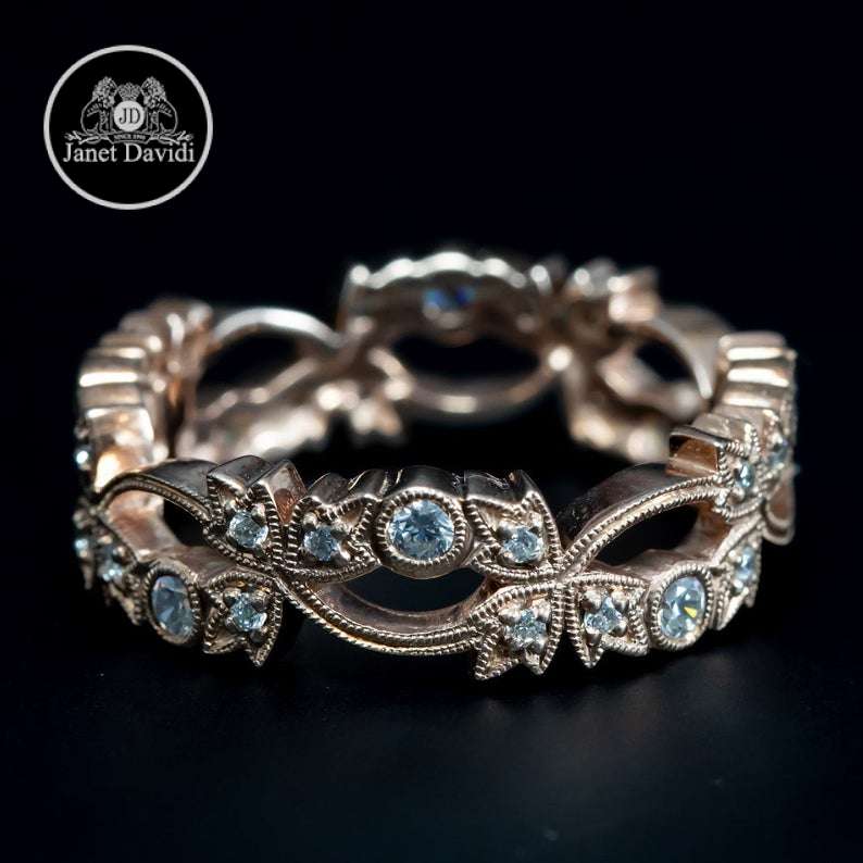 9883-01 Leaf Diamond Stackable Wedding Ring