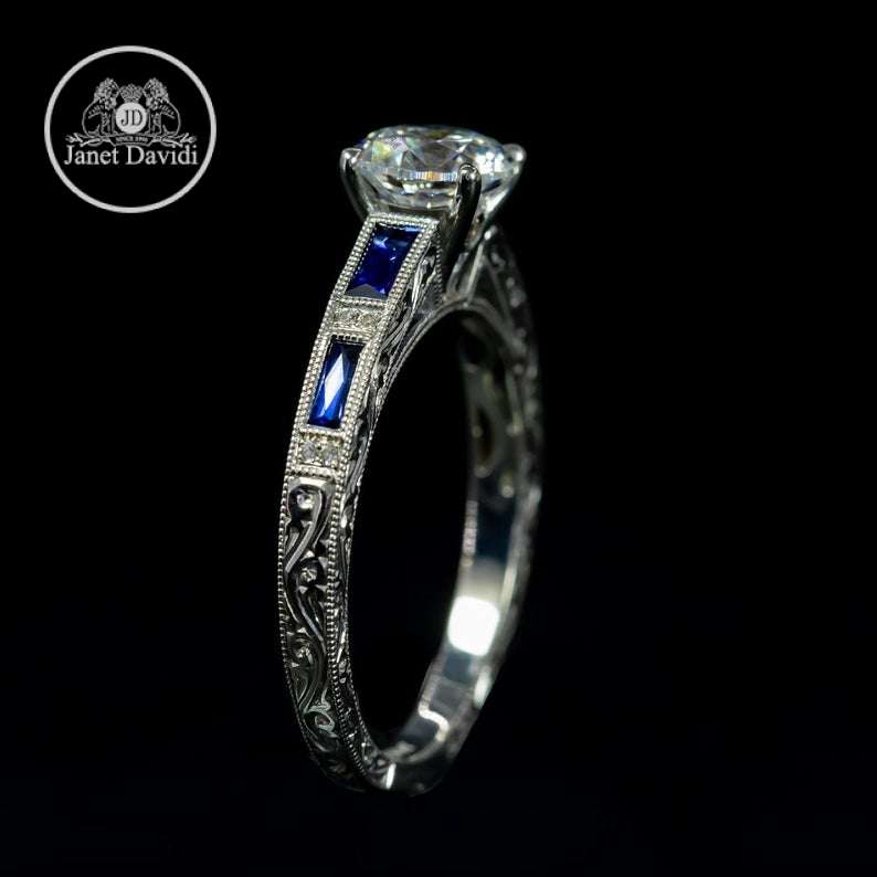 11427-01 WG Blue Sapphire and Diamond