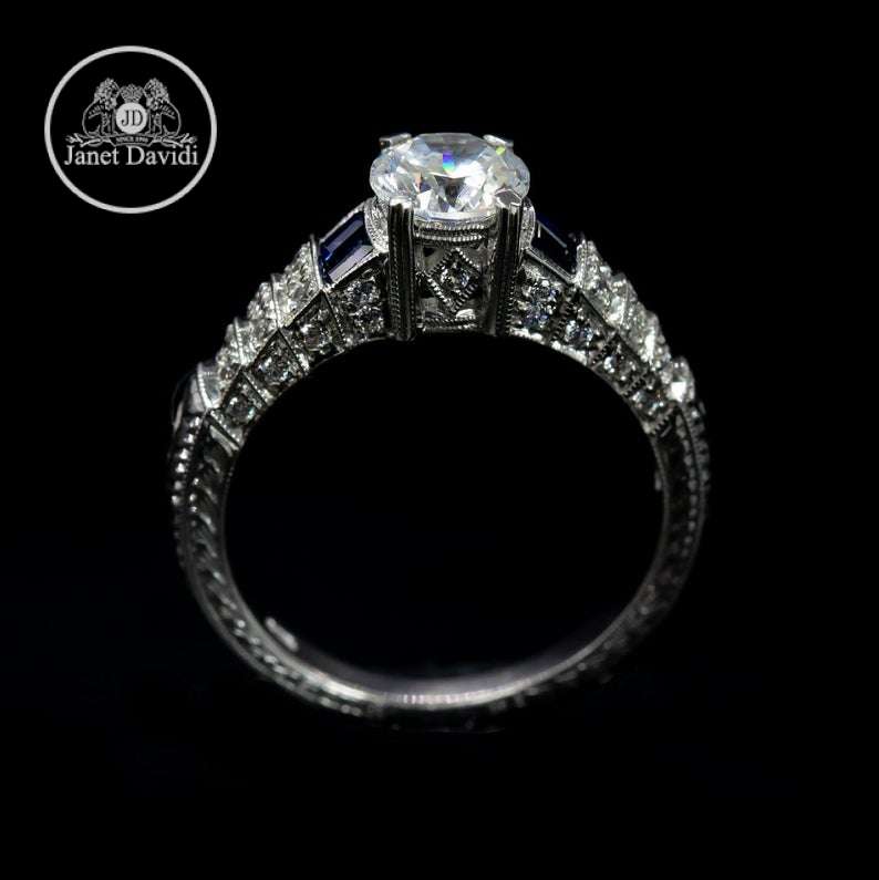 11511-01 WG Diamond and Blue Sapphire