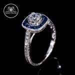 Halo Platinum Blue Sapphire or Ruby