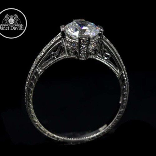 14 or 18K White Gold Diamond Mill Grained ID:12139