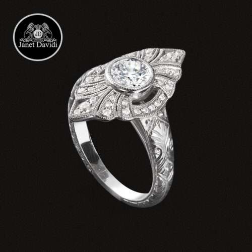 North South Diamond Filigree Engagement Ring ID: JD15377